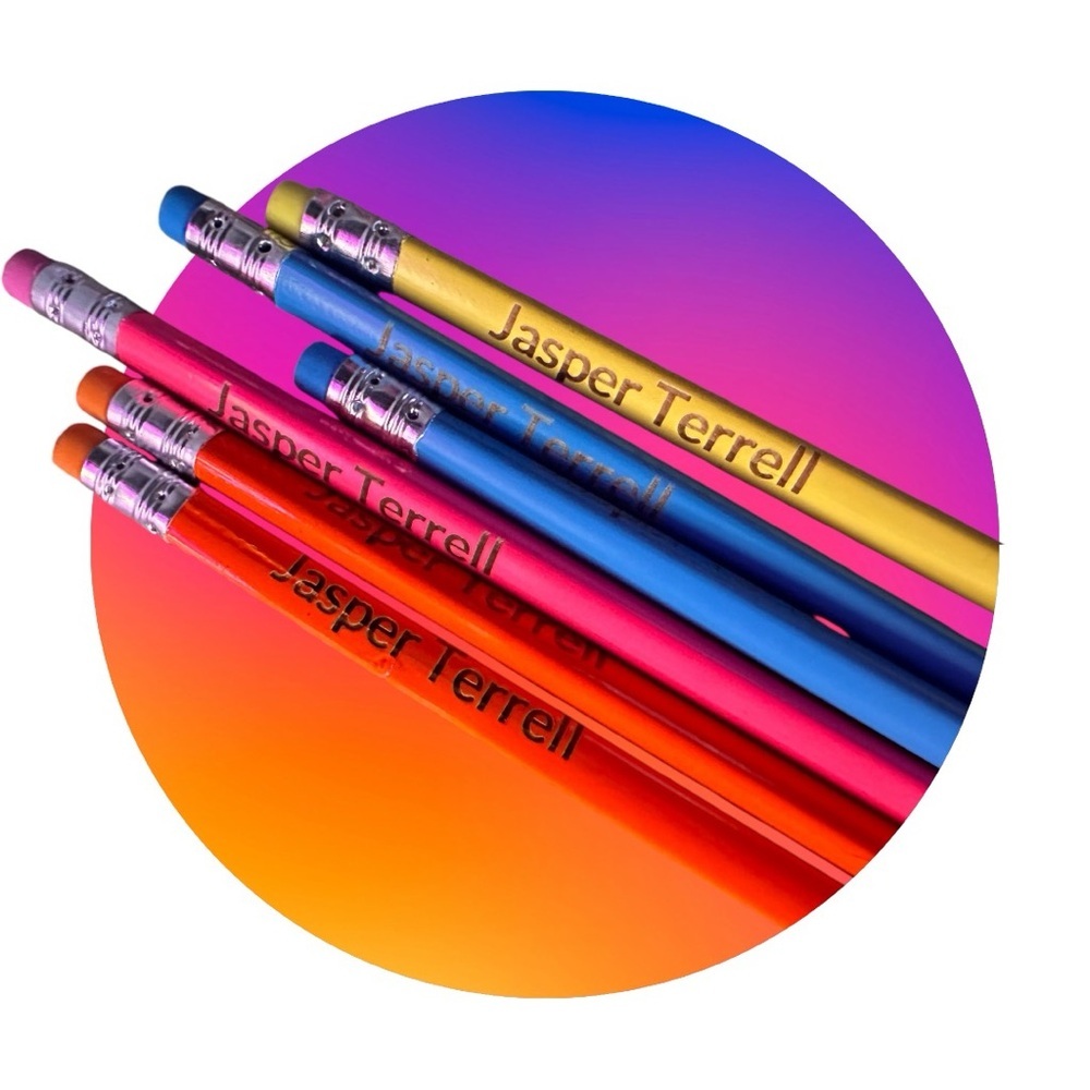 10 Pack laser engraved neon pencils. Customize with your name!​